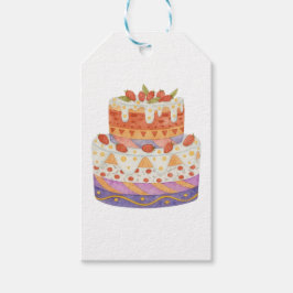 Aardbei tweelagige cake cadeaulabel