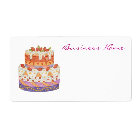 Aardbei tweelagige cake etiket (Voorkant)
