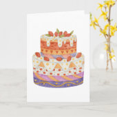 Aardbei tweelagige cake kaart (Gele Bloem)