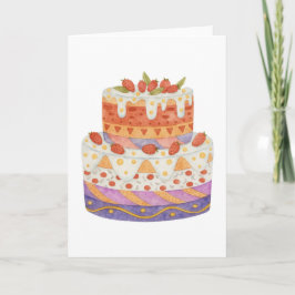 Aardbei tweelagige cake kaart