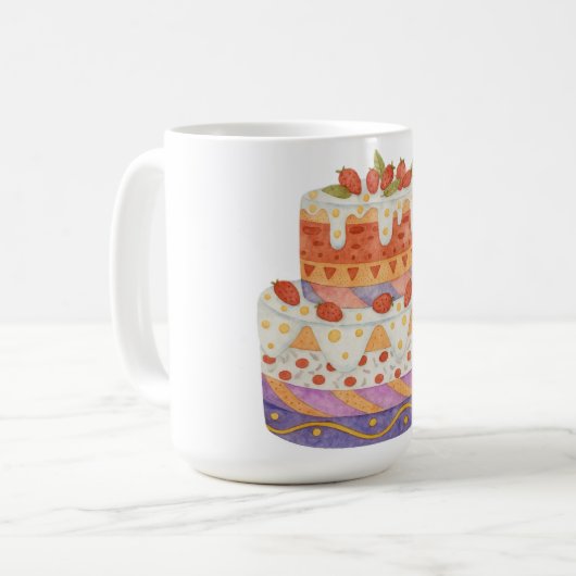 Aardbei tweelagige cake koffiemok (Voorkant links)