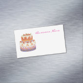 Aardbei tweelagige cake magnetisch visitekaartje (Voorbeeld)