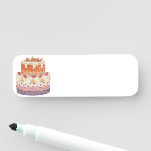 Aardbei tweelagige cake naamplaatje (In situ)