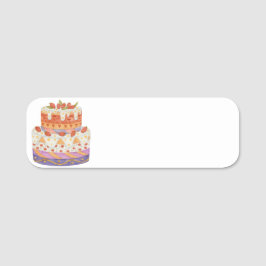 Aardbei tweelagige cake naamplaatje