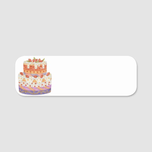 Aardbei tweelagige cake naamplaatje (Voorkant)