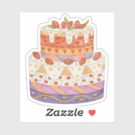 Aardbei tweelagige cake sticker