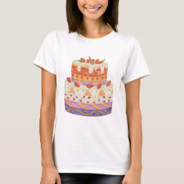 Aardbei tweelagige cake t-shirt