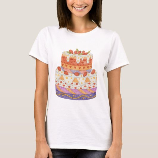 Aardbei tweelagige cake t-shirt (Voorkant)