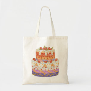 Aardbei tweelagige cake tote bag
