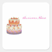Aardbei tweelagige cake vierkante sticker (Voorkant)