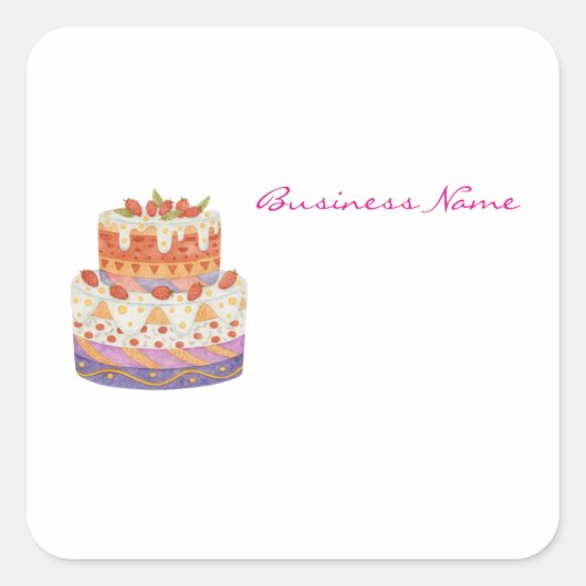 Aardbei tweelagige cake vierkante sticker (Voorkant)