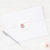 Aardbei tweelagige cake vierkante sticker (Envelop)