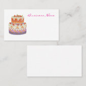 Aardbei tweelagige cake visitekaartje (Voorkant / Achterkant)