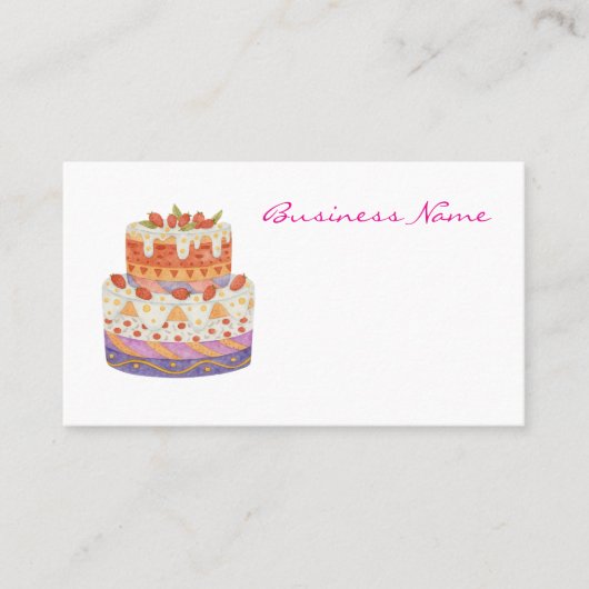 Aardbei tweelagige cake visitekaartje (Voorkant)