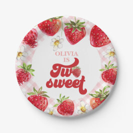 Aardbei Two Sweet 2de verjaardag Papieren Bordje