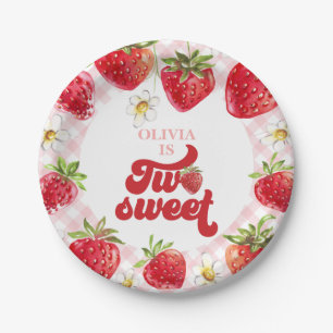 Aardbei Two Sweet 2de verjaardag Papieren Bordje