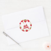 Aardbei Two Sweet 2de verjaardag Ronde Sticker (Envelop)