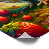 Aardbei Uil Fantasy Surrealistische Uil Poster (Hoek)