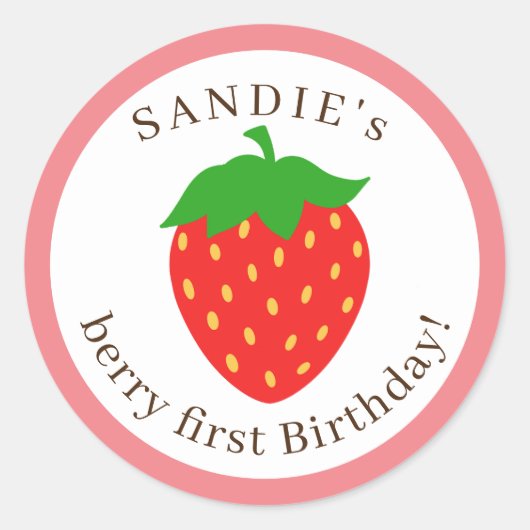 Aardbei uitnodiging envelopzegelstickers ronde sticker (Voorkant)