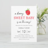 Aardbei | Uitnodiging tot Baby shower van Berry Sw (Staand voorkant)