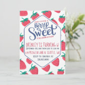 Aardbei Uitnodiging voor Meisjes Summer Party (Staand voorkant)