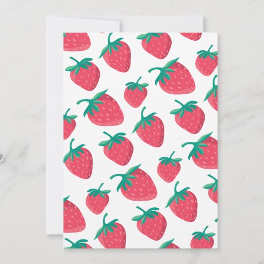 Aardbei Uitnodiging voor Meisjes Summer Party (Achterkant)