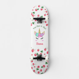 Aardbei Unicorn skateboard met naam