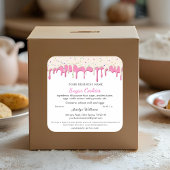 Aardbei & Vainilla Frosting Drip Cottage Law Vierkante Sticker