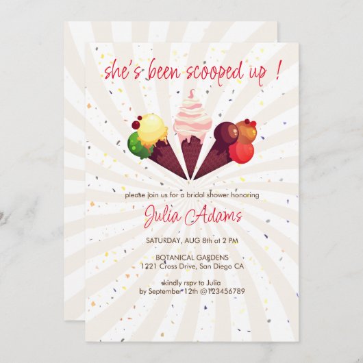 Aardbei Vanille Choco Scoop Vrijgezellenfeest Kaart (Voorkant / Achterkant)