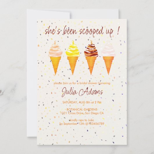 Aardbei Vanille Chocolade Scoop Vrijgezellenfeest Kaart (Voorkant)