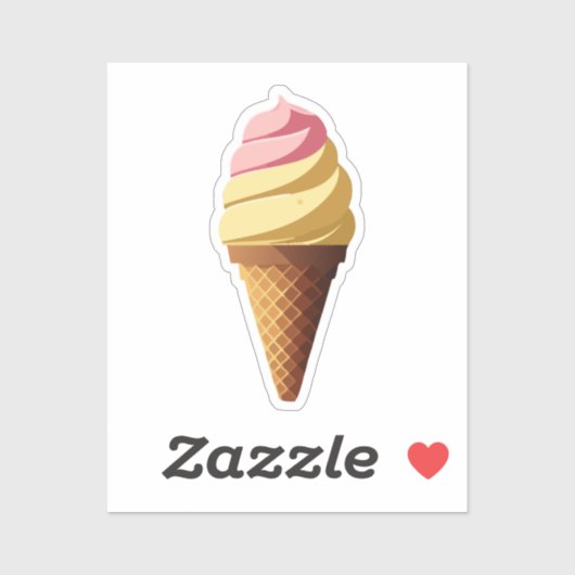 Aardbei Vanille Ice Cream Cone Sticker (Vel)