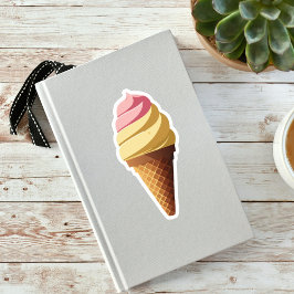 Aardbei Vanille Ice Cream Cone Sticker