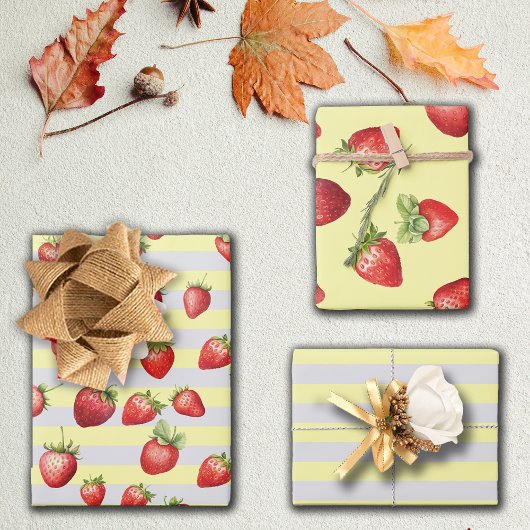 Aardbei Vanille Strepen Inpakpapier Vel