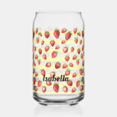 Aardbei Vanille Strepen Personaliseer  Blikvorm Glas (Voorkant)