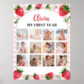 Aardbei Verjaardag 12 Foto Mijlpaal Poster (Voorkant)