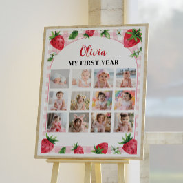 Aardbei Verjaardag 12 Foto Mijlpaal Poster