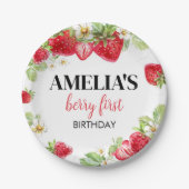 Aardbei Verjaardag Baby shower Papieren Bordje (Voorkant)
