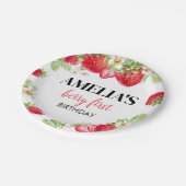 Aardbei Verjaardag Baby shower Papieren Bordje (Gekanteld)