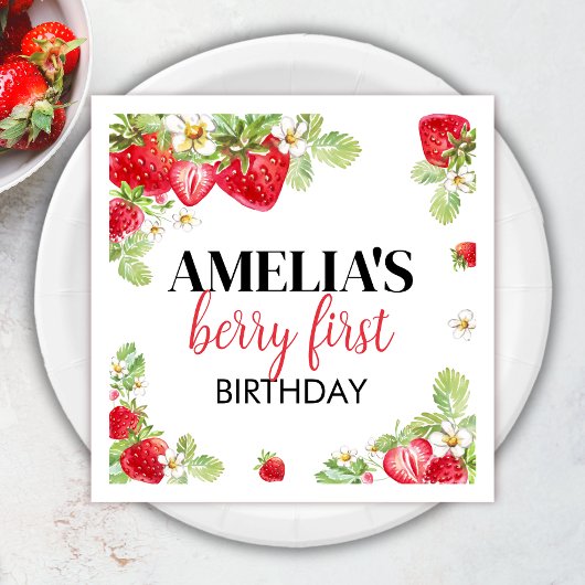 Aardbei Verjaardag Baby shower Servet