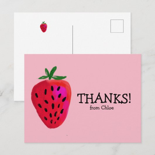 Aardbei | Verjaardag Bedankt Post Kaart (Voorkant / Achterkant)