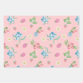 Aardbei Verjaardag Berry first roze Inpakpapier Vel