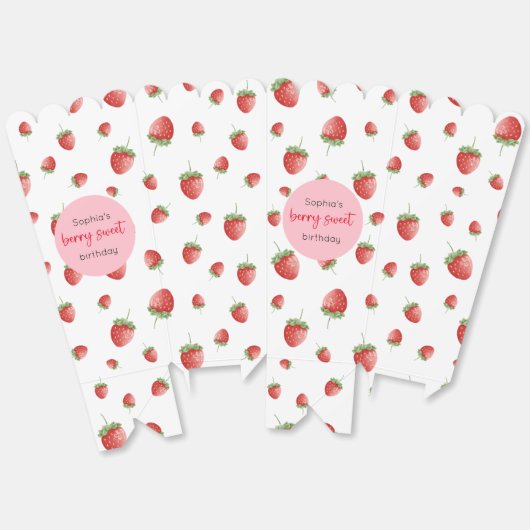 Aardbei Verjaardag Berry Sweet Bedankdoosjes (Ongevouwen)
