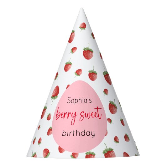 Aardbei Verjaardag Berry Sweet Feesthoedjes (Voorkant)