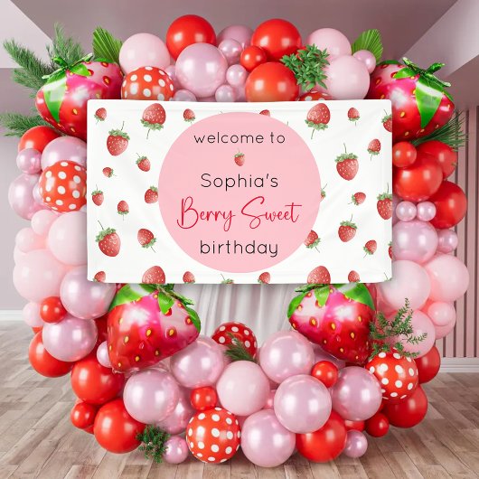 Aardbei Verjaardag Berry Sweet Spandoek