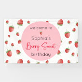 Aardbei Verjaardag Berry Sweet Spandoek (Horizontaal)