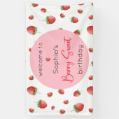 Aardbei Verjaardag Berry Sweet Spandoek (Verticaal)