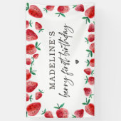 Aardbei Verjaardag Bes Zoete Achtergrond Banner (Verticaal)