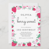 Aardbei Verjaardag Bes Zoete Verjaardagsfeestje Kaart (Voorkant)
