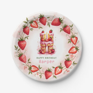 Aardbei Verjaardag Bord Letter H Cake Design
