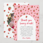 Aardbei Verjaardag Foto Dank je kaart (Voorkant / Achterkant)